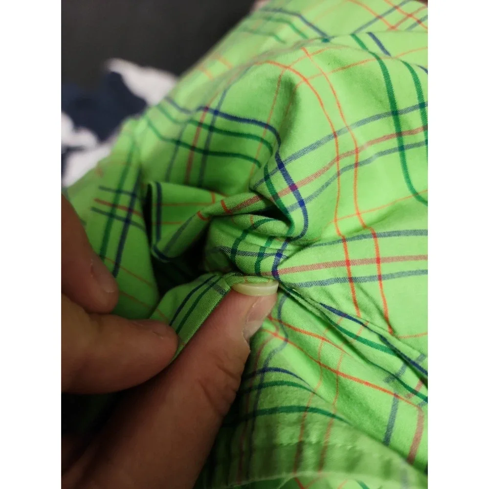Vintage Polo Ralph Lauren Caldwell Camp Shirt Mens L Green Plaid Loop Collar